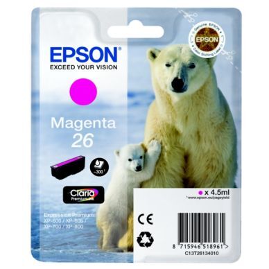 Epson Epson 26 Blekkpatron magenta T2613 Epson Epson 26 Blekkpatron magenta T2613