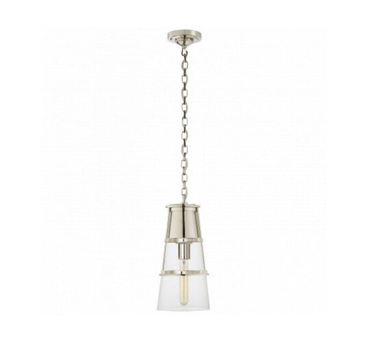 Robinson Medium Pendant Polished Nickel/Clear Glass