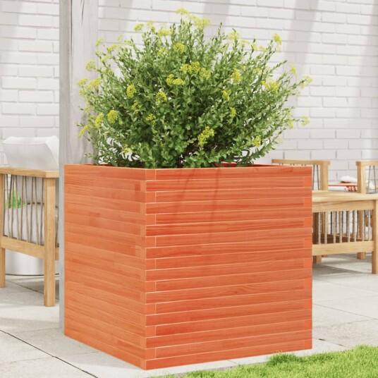  Plantekasse voksbrun 70x70x68,5 cm heltre furu