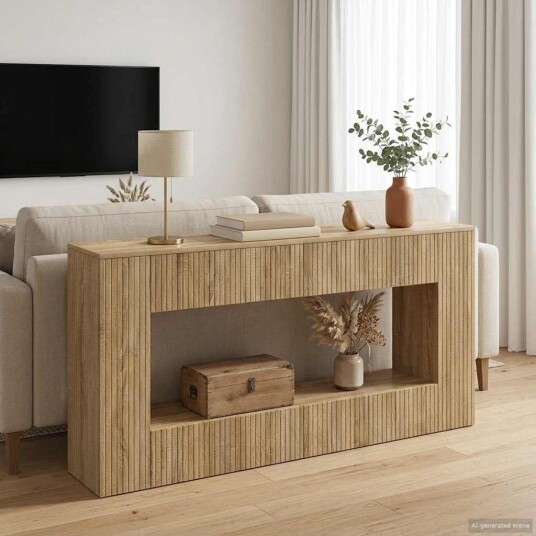 vidaXL Konsollbord Stripete Sonoma eik 155 x 29 x 74 cm Konstruert tre