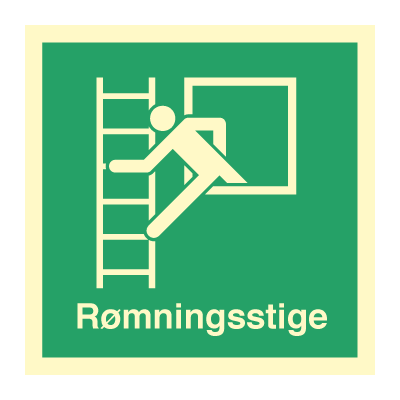 Jo Safety Rømningsstige med tekst 150 x mm Etterlysende Plast 6302041PRMM