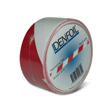 Gulvtape til oppmerking  50 mm x 33 m  Rød/ hvit farge   