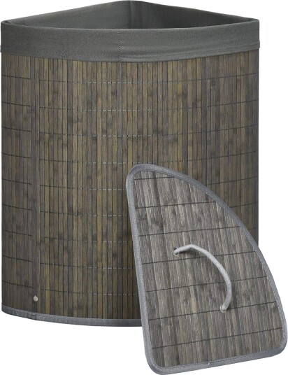 Firkantet bambus skittentøyskurv 55L med lokk og avtagbar pose 38 x 38 x 57 cm Grå Firkantet bambus skittentøyskurv 55L med lokk og avtagbar pose 38 x 38 x 57 cm Grå