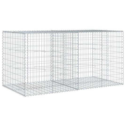 Gabionkurv med deksel 200x100x100 cm galvanisert jern Gabionkurv med deksel 200x100x100 cm galvanisert jern