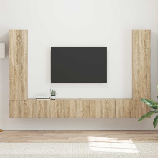 TV benksett 8 pcs Sonoma eik Konstruert tre