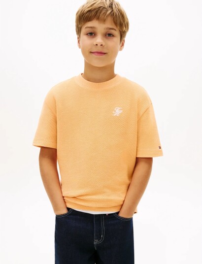 Tommy Hilfiger Th Script Jersey Twill T Shirt Orange 128 Tommy Hilfiger Th Script Jersey Twill T Shirt Orange 128