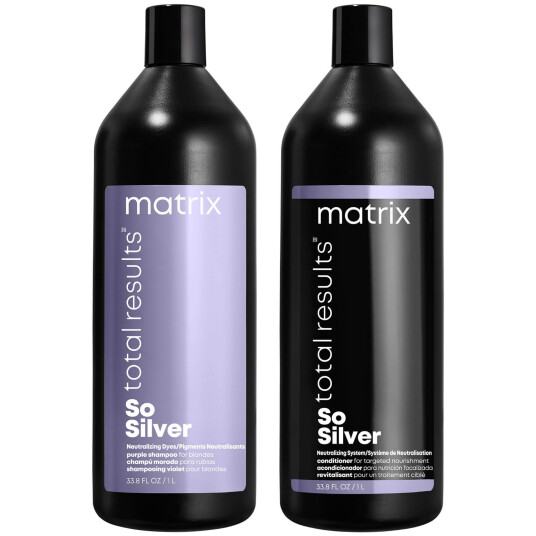 Matrix Total Results So Silver Purple Toning Shampoo and Conditioner 1000ml Duo for Blonde Silver and Grey Hair