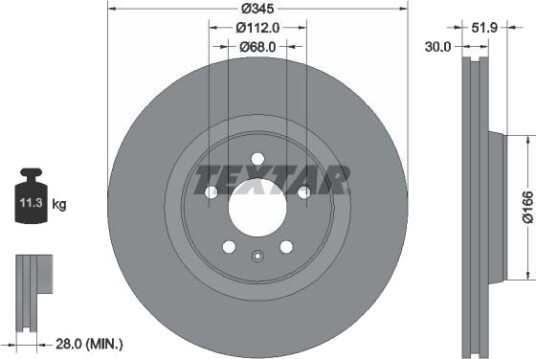 TEXTAR 92229203 Bremseskive TEXTAR 92229203 Bremseskive