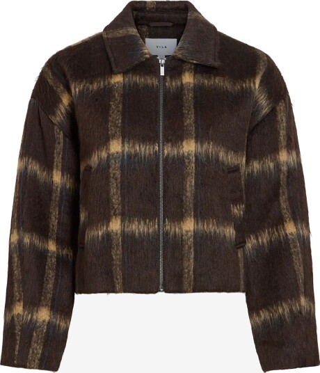 Vila Vizarah Chekced Jacket /Otw   COFFEE BEAN   40