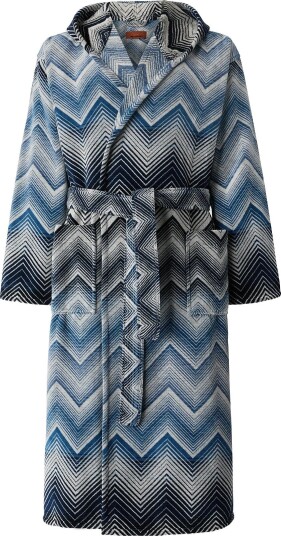 Missoni Home Marea Hooded Bathrobe   BLUE/WHITE   S