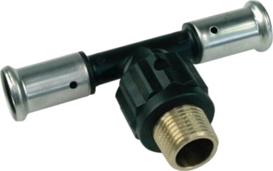 Henco Pres Tee Pvdf Med Udvendig Gevind 50 X 1 1/2" X 50 Mm