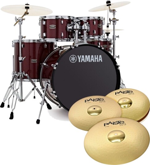 Yamaha Rydeen 20" Drum Kit w/Cymbals Burgundy Glitter
