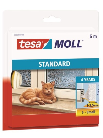 tesa moll Standard Foam Sealing Tape 6m x 9mm x 4mm Hvit