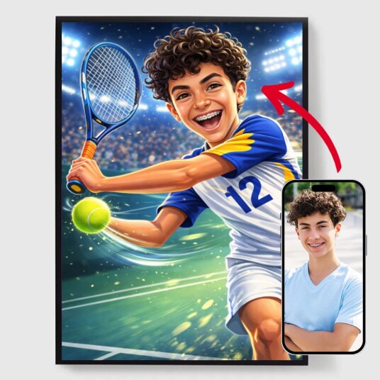 Namly Design Personalisert Plakat Morsom Tennis Tegneserie AI Plakat POSTERBRAJC7