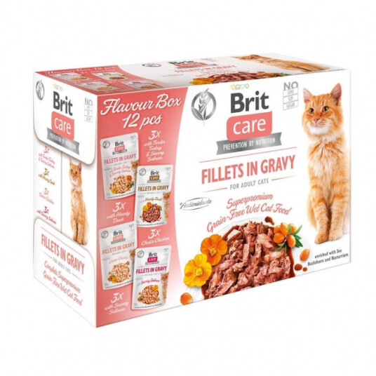 Brit Care Kattemat Voksenfôr i Saus Multipack 12 x 85 g