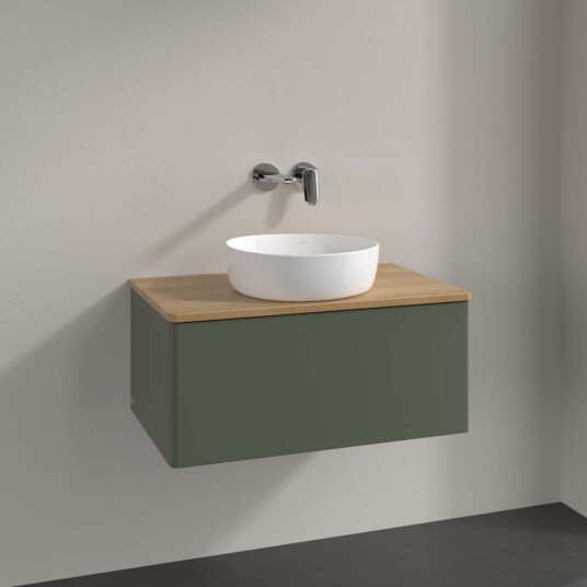Villeroy & Boch Antao Servantskap med 1 skuff 80x50x36 cm u/lys Grønn Matt/Eik