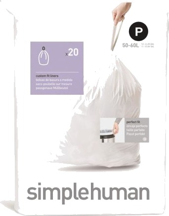 Spesialtilpassede poser, 50–60 l, kode P, 20 stk., hvite white 50-60 liter Spesialtilpassede poser, 50–60 l, kode P, 20 stk., hvite white 50-60 liter