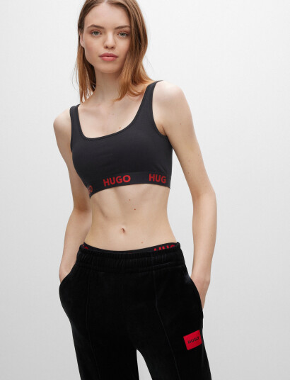 HUGO Bralette Sporty Logo   Black   XL