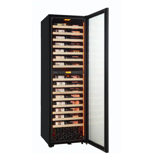 Pevino MS Noble 152 flasker Metalhyller med trefront 2 kjølesone Svart Pevino MS Noble 152 flasker Metalhyller med trefront 2 kjølesone Svart