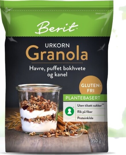 Berit Nordstrand Sukkerfri Granola - Bokhvete & Kanel 350g Berit Nordstrand Sukkerfri Granola - Bokhvete & Kanel 350g