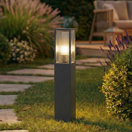Peldar veilampe, 80 cm, antrasitt/riflet - Lindby - Terrasse - Moderne - Aluminium - Med en lyskilde