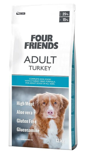 Four Friends Tørrfôr til Hund med Kalkun, Voksen 12 kg - Glutenfritt og Singelprotein