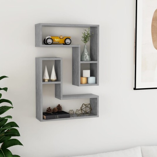 vidaXL Vegghyller 2 stk betonggrå 50x15x50 cm konstruert tre