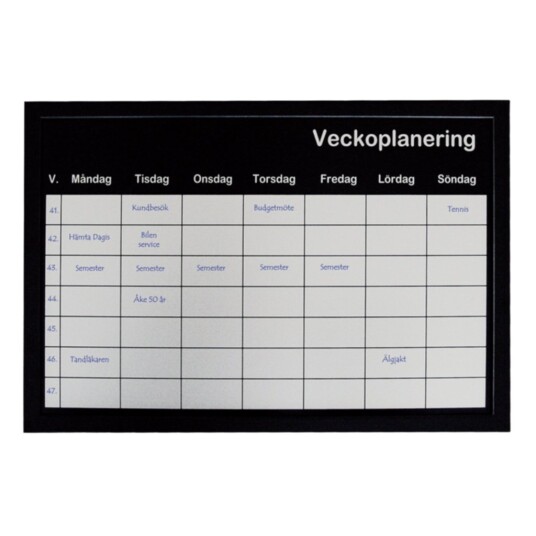 Tavle ukesplanlegging 60 x 40 cm sølv