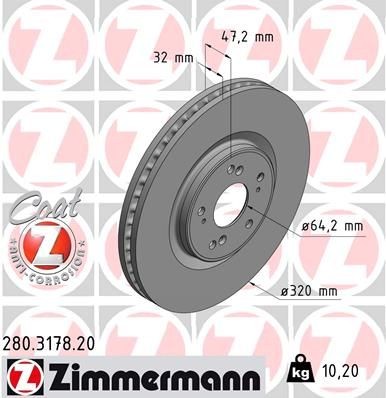 Bremseskive ZIMMERMANN 280.3178.20