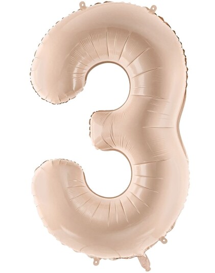 Tallet 3 Beige Stor Folieballong 72 cm