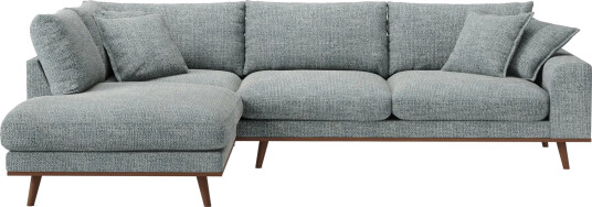 Copenhagen Premium 4 personers Venstrevendt L formet Dyb Chaiselongsofa i Chenille Grå/blå