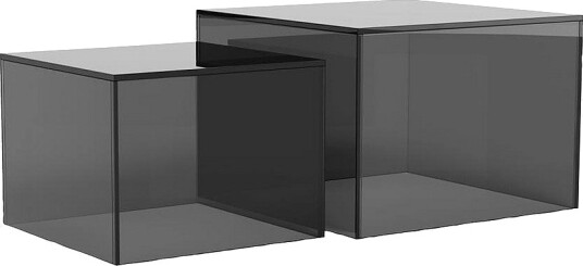 AC Design Furniture   Dice kvadratisk salongbordsett plate og understell i herdet glass med sett med 2 stk 50x50x35 cm   Svart