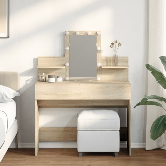 Sminkebord med LED sonoma eik 100x40x130 cm Sminkebord med LED sonoma eik 100x40x130 cm