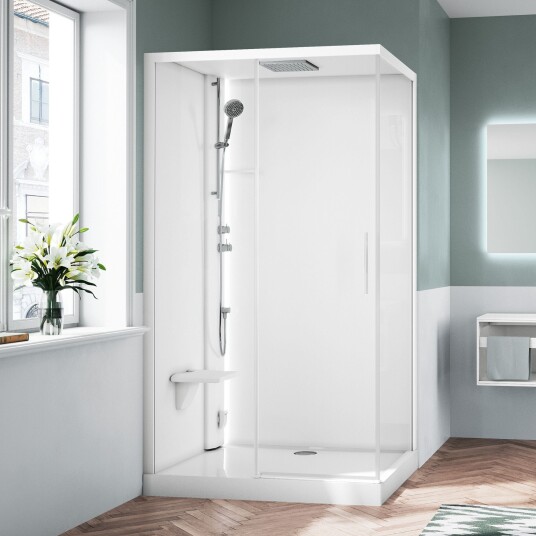 Novellini Glax 1 2.0 2P+F Steam Dusjkabinett Hvit / 120x90cm Venstre Klart Glass