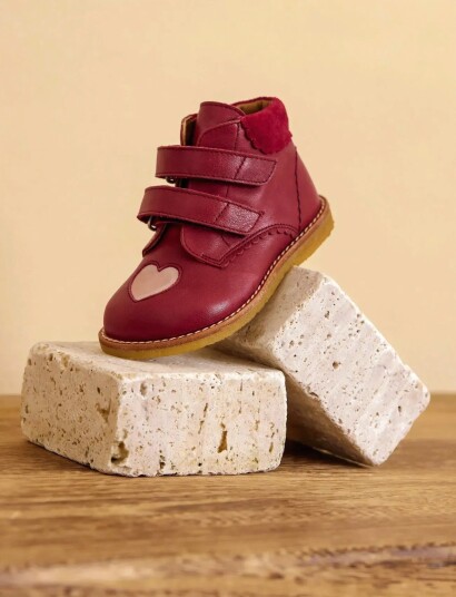 ANGULUS Booties Flat With Velcro Burgundy 21