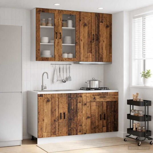 vidaXL Kjøkken enhet PORTO 4 pcs Gammelt tre Konstruert tre vidaXL Kjøkken enhet PORTO 4 pcs Gammelt tre Konstruert tre