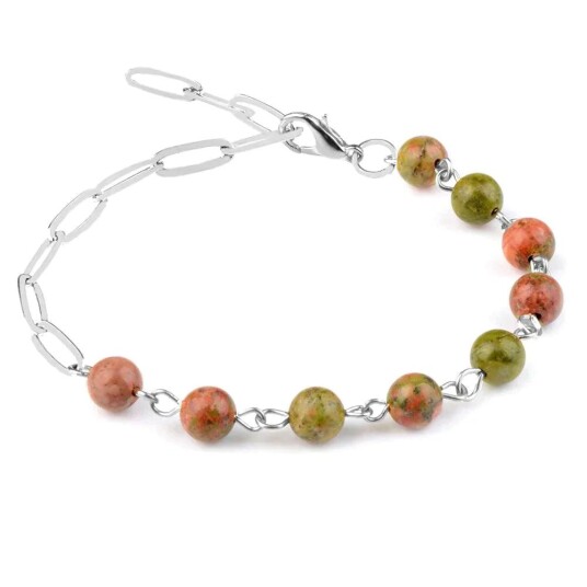 Chanfer perler av naturstein armbånd Sølv Chanfer perler av naturstein armbånd Sølv