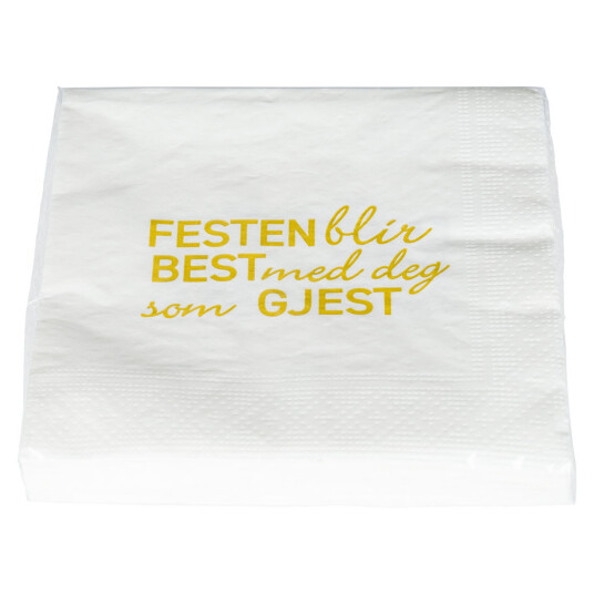 Serviett med tekst Beste gjest 20pk Hvit