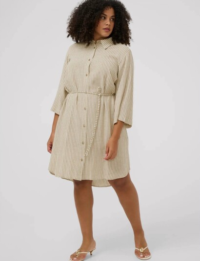 Kaffe Curve Kcmille Short Shirt Dress Beige 46 Kaffe Curve Kcmille Short Shirt Dress Beige 46