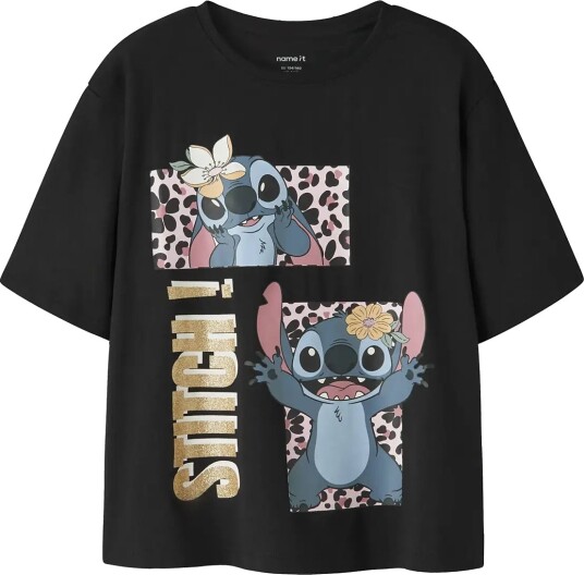 Name It Nkfjyna Stitch Ss Nreg Top Box Noos Wdi Black 158 164