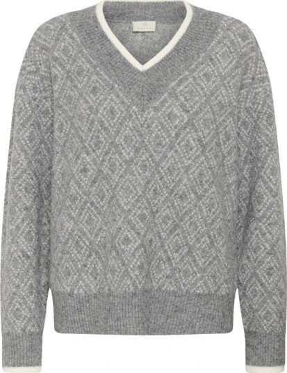 Kaffe Kasirens Knit Pullover GREY MEL. / CHALK ARGYLE L
