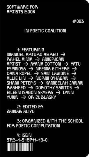Software For Artists Book: School(S) For Poetic Computation Av Kandis Williams