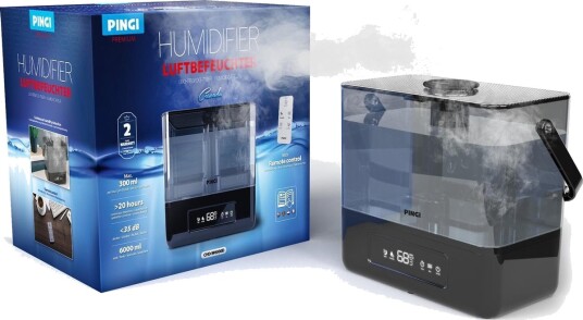 PINGI Cascada CHD W6000D Ultralyd luftfukter ??? 6L 28W 300 ml/t <36 dB RH 40???90 % fjernkontroll ??? Svart PINGI Cascada CHD W6000D Ultralyd luftfukter ??? 6L 28W 300 ml/t <36 dB RH 40???90 % fjernkontroll ??? Svart
