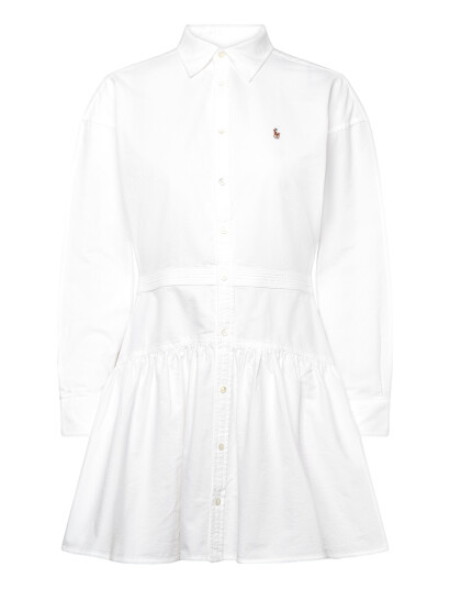 Polo Ralph Lauren Cotton Oxford Paneled Shirtdress - White - 42
