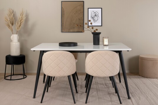 Venture Home Spisebord Jimmy med 4 stk Velvet Spisestol