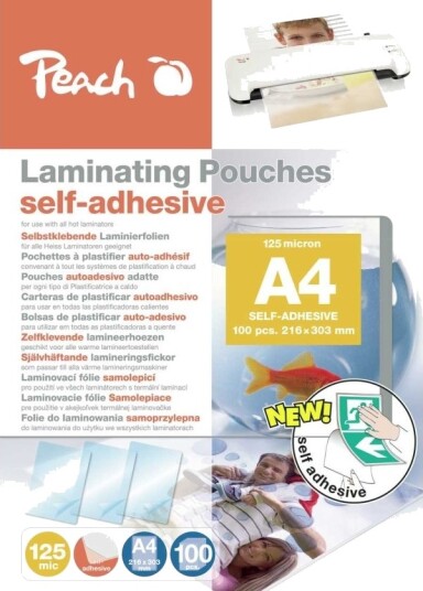 Peach Peach Lamineringsposer A4 303X216mm 125Mic Selvklebende