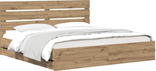 vidaXL Bed Frame with Storage and Headboard Artisan Oak 180 x 200 cm