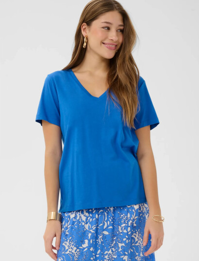Cream Crnaia Deep V Neck T Shirt Blue M