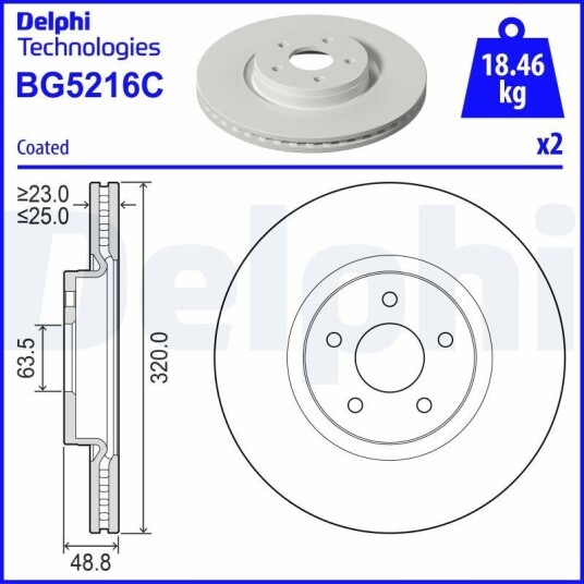 Bremseskive DELPHI BG5216C