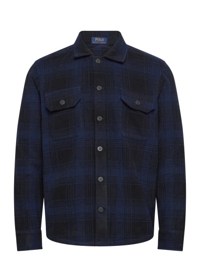 Polo Ralph Lauren Plaid Pile Fleece Overshirt   Blue   XS